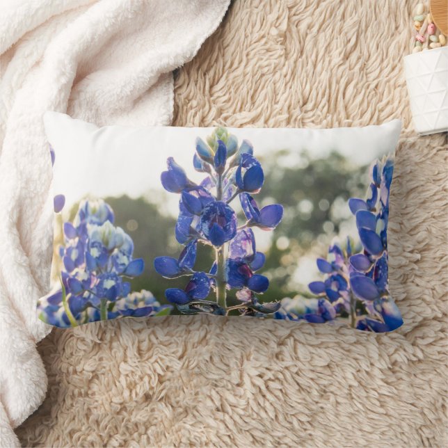 Bluebonnets Blue Flowers Texas texan Floral Lumbar Cushion (Blanket)