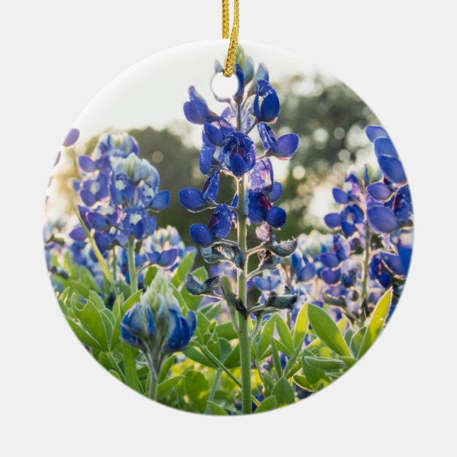 Bluebonnets Blue Flowers Texas Texan Lupine Ceramic Tree Decoration (Front)