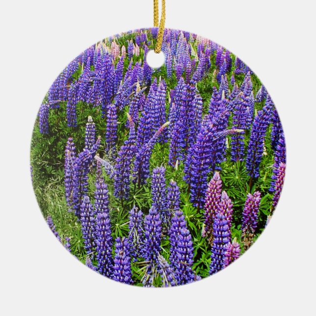 Bluebonnets Blue Flowers Texas Texan Lupine Ceramic Tree Decoration (Front)