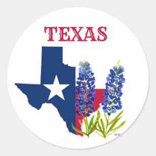 Bluebonnets Blue Flowers Texas Texan State Floral Classic Round Sticker