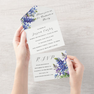 Bluebonnets Blue Wildflower Floral Lupin All In One Invitation