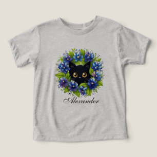 Bluebonnets Cute Cat Floral Baby Boy bodysuit
