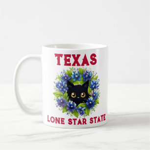 Bluebonnets Cute Cat Texas Flowers Lupine Coffee Mug