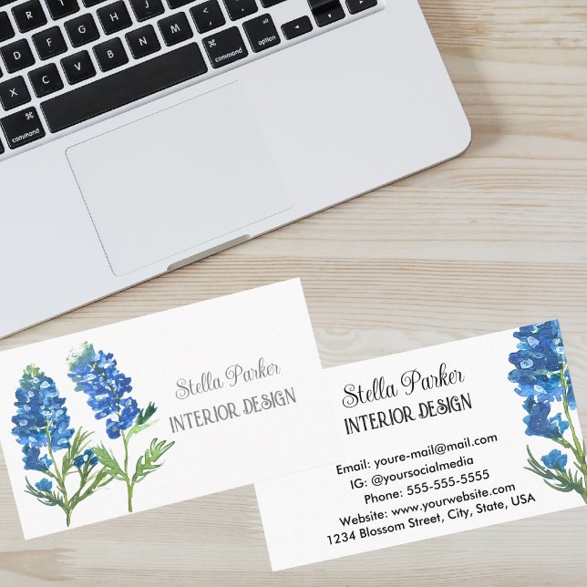 Bluebonnets Elegant Floral Texas Business Card (Creator Uploaded)