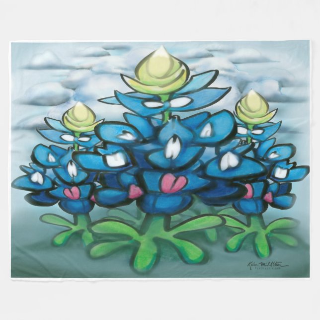 Bluebonnets Fleece Blanket (Front (Horizontal))