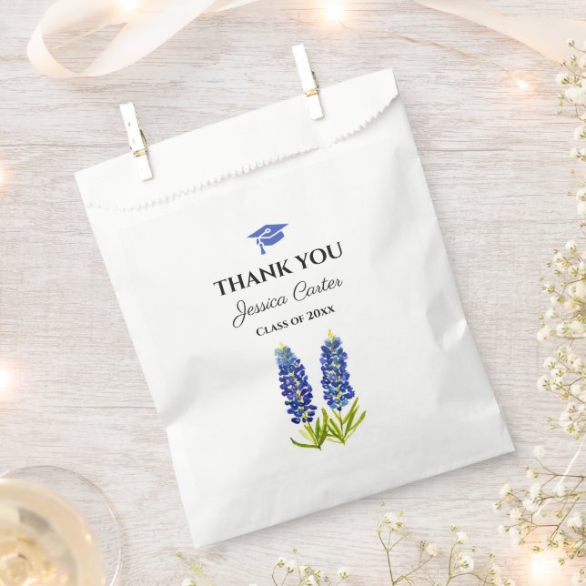 Bluebonnets Floral Graduation Thank you  Favour Bags (Clipped)