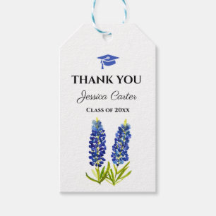 Bluebonnets Floral Graduation Thank you Gift Tags