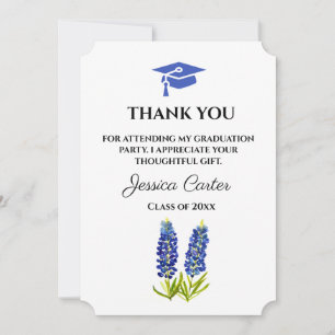 Bluebonnets Floral Graduation Thank you  Invitation