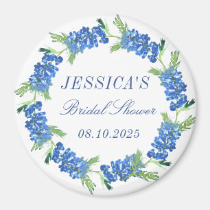 Bluebonnets Floral Monogram Wedding Bridal Shower Magnet