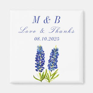 Bluebonnets Floral Monogram Wedding Thank you  Magnet