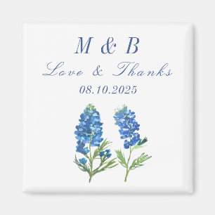 Bluebonnets Floral Monogram Wedding Thank you Magnet