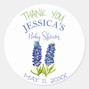 Bluebonnets Flowers Texas Baby Shower Girl Classic Round Sticker