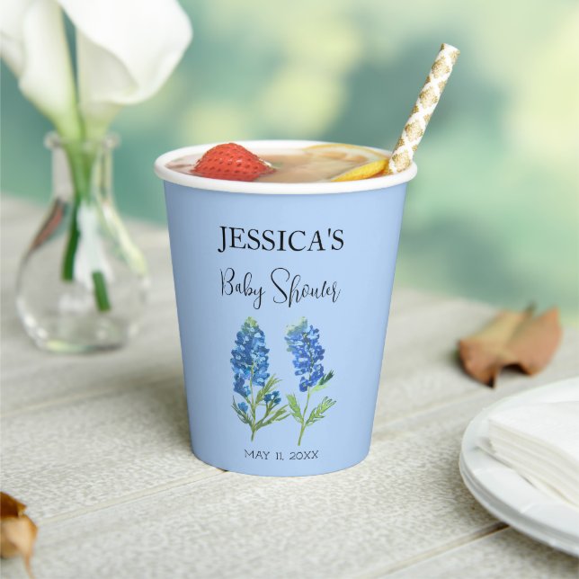 Bluebonnets Flowers Texas Baby Shower Girl Paper Cups (Insitu)