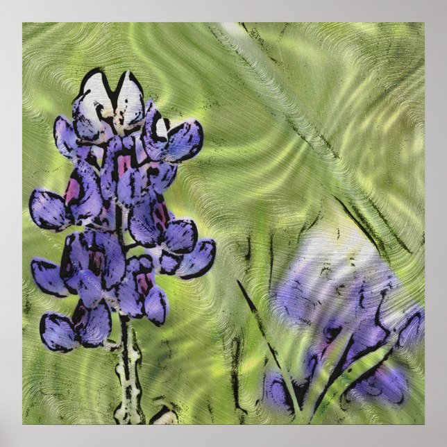 Bluebonnets on Glass Poster (Front)