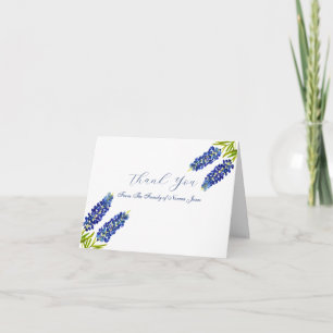 Bluebonnets Sympathy Floral Funeral Thank you  Card