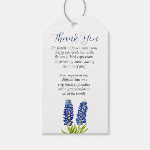 Bluebonnets  Sympathy Floral Funeral Thank you  Gift Tags