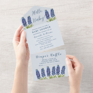 Bluebonnets Texas Baby Shower Gender Neutral All In One Invitation