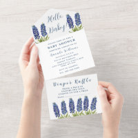 Bluebonnets Texas Baby Shower Gender Neutral