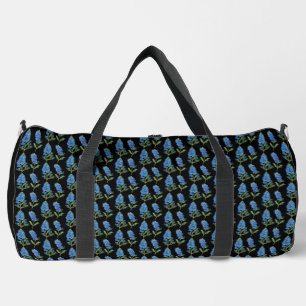Bluebonnets Texas Black Flowers Watercolor Duffle Bag