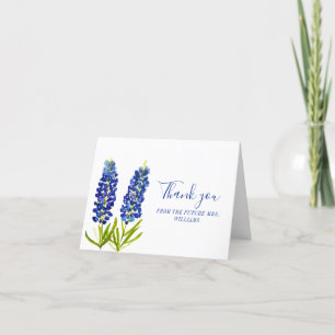 Bluebonnets Texas Blue Floral Bridal Shower Thank You Card