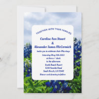 Bluebonnets Texas Blue Floral Elegant Wedding  Inv