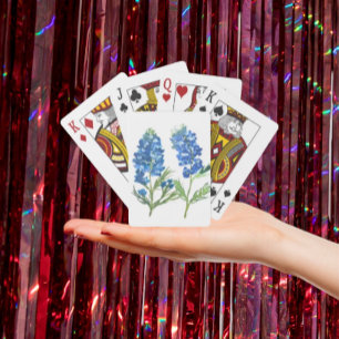 Bluebonnets Texas Blue Floral vintage watercolor Playing Cards