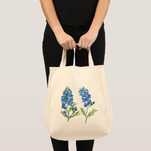Bluebonnets Texas Blue Floral vintage watercolor Tote Bag