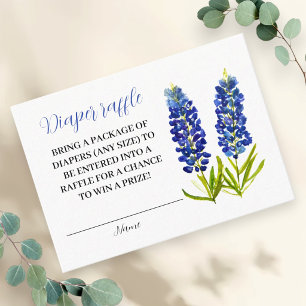 Bluebonnets Texas Floral Diaper Raffle Baby Shower Enclosure Card
