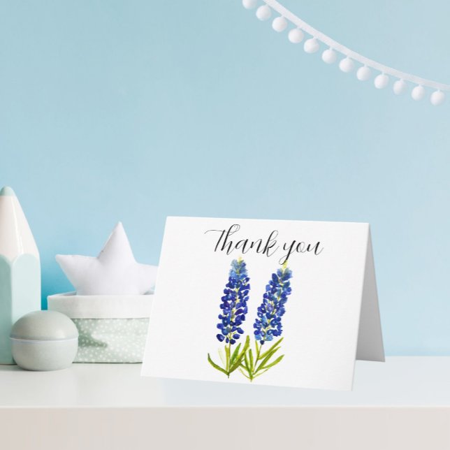 Bluebonnets Texas Flowers Baby Shower Thank you  Card (Creator Uploaded)