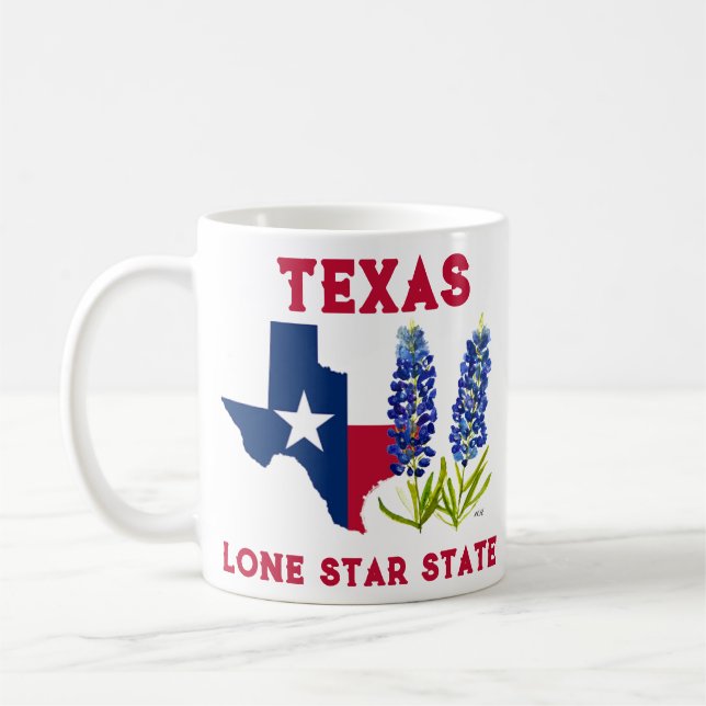 Bluebonnets Texas State Flowers Lupine Lone Star Coffee Mug (Left)