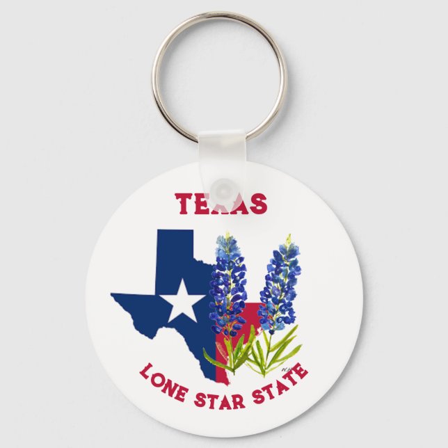 Bluebonnets Texas State Flowers Lupine Lone Star Key Ring (Front)