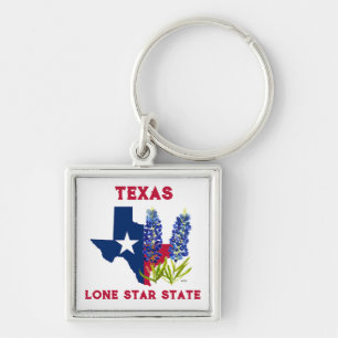 Bluebonnets Texas State Flowers Lupine Lone Star Key Ring