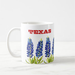 Bluebonnets Texas State Flowers Lupine Watercolor Coffee Mug