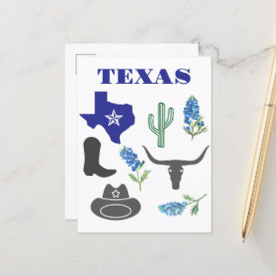 Bluebonnets Texas State Flowers Lupine Watercolor  Postcard