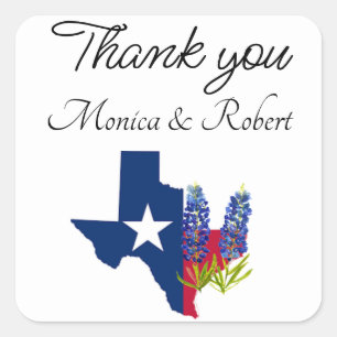 Bluebonnets Texas State Flowers Lupine Watercolor Square Sticker