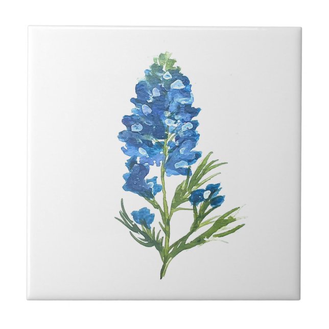 Bluebonnets Texas State Flowers Lupine Watercolor  Tile (Front)