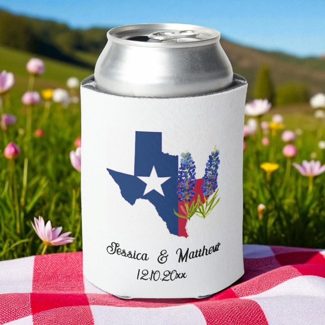 Bluebonnets Texas Texan floral nature Weddings Can Can Cooler (Creator Uploaded)