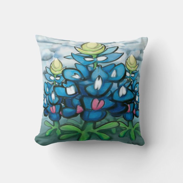 Bluebonnets Throw Pillow (Front)