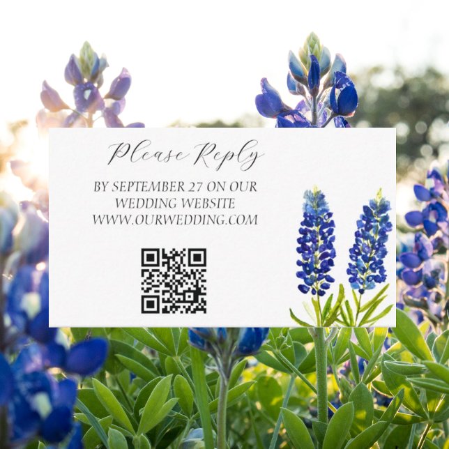 Bluebonnets Watercolor Flowers Floral Wedding  Enclosure Card (Creator Uploaded)