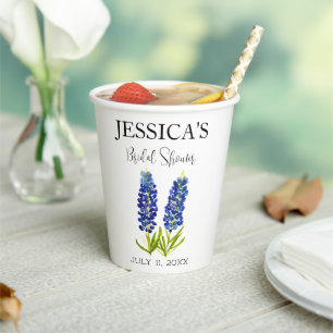 Bluebonnets Wildflower Blue Flowers Bridal Shower Paper Cups