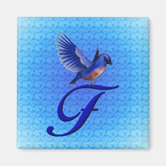 Bluebrd Monogram Initial F Magnet (Front)
