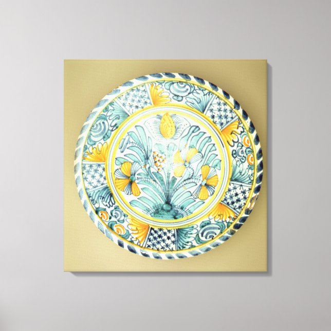 Bluedash' Delftware charger, Lambeth pottery Canvas Print (Front)