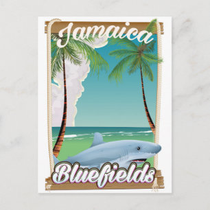 Bluefields, Jamaica beach vacation poster. Postcard