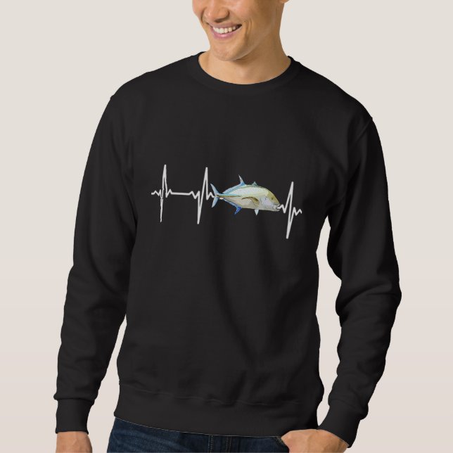 Bluefin Trevally Heartbeat For Saltwater Fish Fish Sweatshirt (Front)