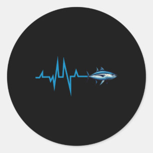 Bluefin Tuna Heartbeat Ekg Pulseline Deep Sea Fish Classic Round Sticker