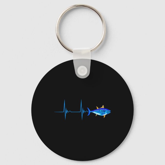 Bluefin Tuna Heartbeat Ekg Pulseline Deep Sea Fish Key Ring (Front)