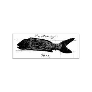 Bluefish swimming rubber stamp