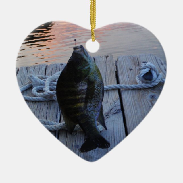 Bluegill at sunset Lake Arrowhead Ceramic Tree Decoration (Front)
