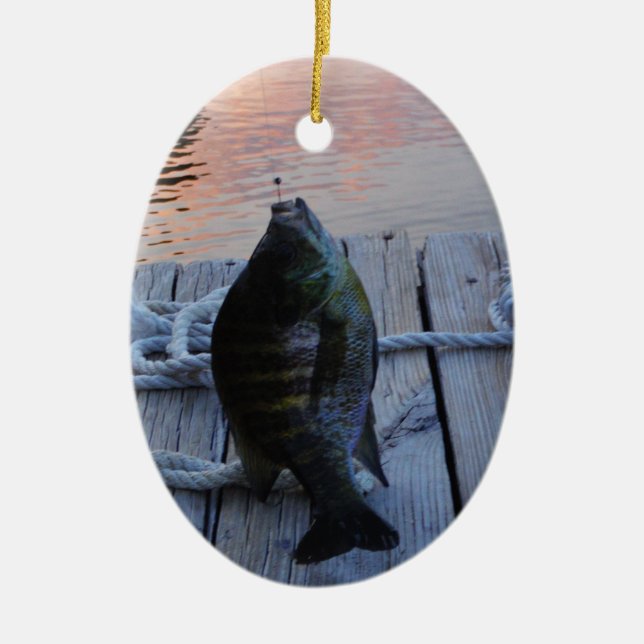 Bluegill at sunset Lake Arrowhead Ceramic Tree Decoration (Front)