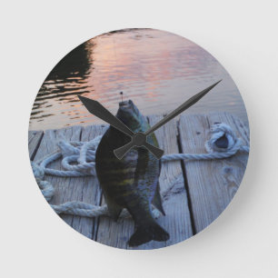 Bluegill at sunset Lake Arrowhead Round Clock